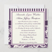 パープル、アイボリー、ピンクのストライプのダマスク結婚式の招待状 招待状 (裏面)