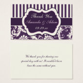 パープル、アイボリー、ピンクダマスクウェディングメッセージカード (正面&裏面)