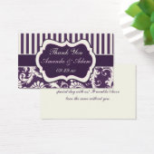 パープル、アイボリー、ピンクダマスクウェディングメッセージカード (デスク)