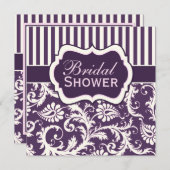 パープル,アイボリー,ピンクダマスクブライダルシャワー招待状 招待状 (正面/裏面)
