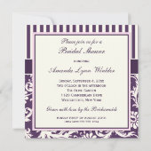 パープル,アイボリー,ピンクダマスクブライダルシャワー招待状 招待状 (裏面)