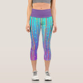 パープル&アクアスパークリーストライプズ カプリレギンス (正面)