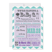 パープル&アクアバーベキューBaByQベビーシャワー招待状2