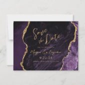 パープル・アゲートの結婚式Save the Date マグネット招待状 (正面)