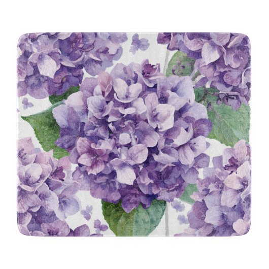 パープル アジサイ 水彩 花 ラベンダー 開花  カッティングボード (正面)