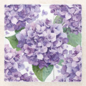パープル アジサイ 水彩 花 ラベンダー 開花 ガラスコースター (正面)