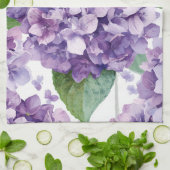 パープル アジサイ 水彩 花 ラベンダー 開花 キッチンタオル (折り畳み)