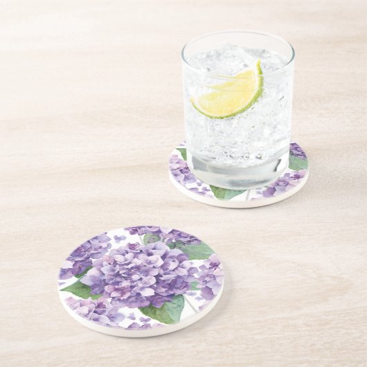 パープル アジサイ 水彩 花 ラベンダー 開花 コースター (側面)
