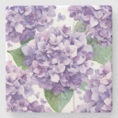 パープル アジサイ 水彩 花 ラベンダー 開花 ストーンコースター (正面)