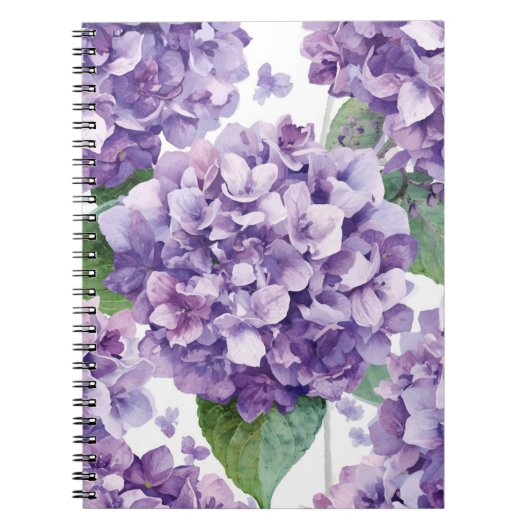 パープル アジサイ 水彩 花 ラベンダー 開花 ノートブック (正面)