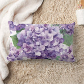 パープル アジサイ 水彩 花 ラベンダー 開花 ランバークッション (ブランケット)