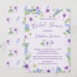パープル アネモネ ヒヤシンス 春 ブライダル シャワー 招待状