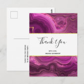 パープル アメシストとゴールドの抽象的なアゲートの感謝 ポストカード (正面/裏面)