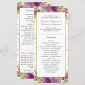 パープル アメシスト ゴールド グリッター フレーム 結婚式 プログラム (正面/裏面)