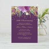 パープル アメジスト フラワー 50周年 結婚記念日 招待状 (スタンド正面)