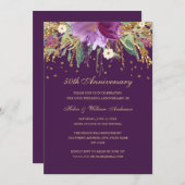 パープル アメジスト フラワー 50周年 結婚記念日 招待状 (正面/裏面)