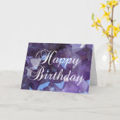 パープル・アメジスト 2月の誕生石 お誕生日おめでとう カード (黄色い花)