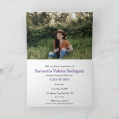 パープル・アングルド・エイト・フォト卒業招待状 招待状 (内部)