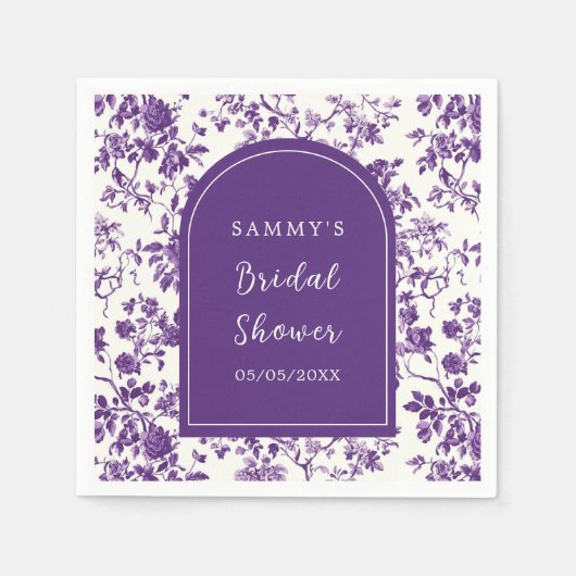 パープル アンティーク シノワズリー ブライダル シャワー スタンダードカクテルナプキン (正面)