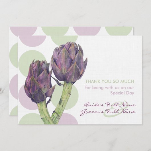 パープル·アーティ結婚チョークスのお礼 サンキューカード (正面/裏面)