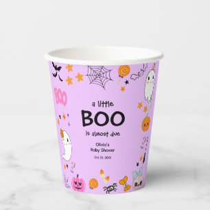 パープル ア リトル ブー かわいいハロウィンベビーシャワー 紙コップ