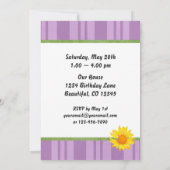 パープル＆イエローのひまわり誕生日招待状 招待状 (裏面)