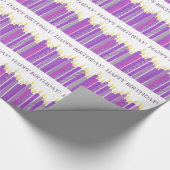 パープル&イエローキャンドルガールズ誕生日 ラッピングペーパー (角)