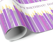 パープル&イエローキャンドルガールズ誕生日 ラッピングペーパー (ロールコーナー)