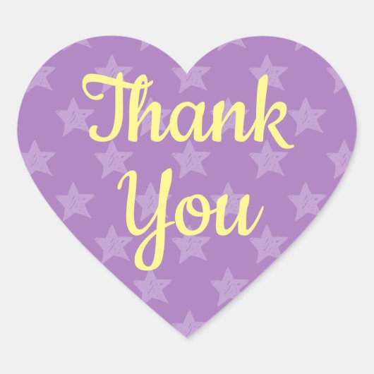 パープル+イエロースターのThank You パターン ハートシール (正面)