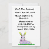 パープル&イエローバニーベビーシャワー招待状 招待状 (裏面)