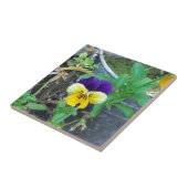 パープル&イエローパンジーのセラミックタイル タイル (側面)