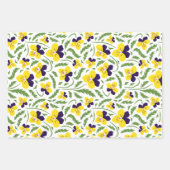 パープル&イエローパンジーの花 ラッピングペーパーシート (正面)