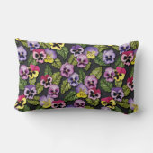 パープル&イエローパンジーズフローラ装飾用クッション ランバークッション (裏面)