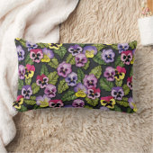 パープル&イエローパンジーズフローラ装飾用クッション ランバークッション (ブランケット)