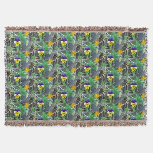 パープル&イエローパンジー スローブランケット (正面)