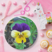 パープル&イエローパンジー ペーパープレート (パーティー)