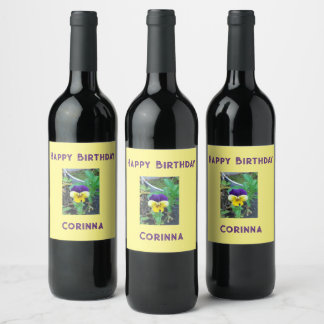 パープル&イエローパンジー ワインラベル