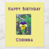 パープル&イエローパンジー ワインラベル (シングルラベル)