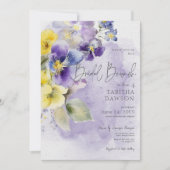パープル&イエローフローラモダンブライダルブランチ 招待状 (正面)