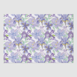 パープル イエロー アイリス フラワーの水彩 薄葉紙