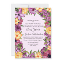 パープル イエロー ジュエル トーン フローラル イリデセント ウェディング