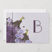 パープル&イエロー ヴィンテージ ペコ 鳥かご ウェディング 招待状 (裏面)