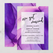 パープル インク ウェ ガット マリード 挙式のみ 招待状 (正面/裏面)