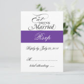 パープル・イート・ドリンク・ビー・マリード 結婚式の出欠確認 出欠カード (スタンド正面)