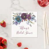 パープル ウィンター フラワー エレガント ブライダル シャワー スタンダードカクテルナプキン (インサイチュ)