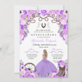 パープル ウェスタンチャラ ガール ランチェロ キンセアニェラ 招待状 (正面)