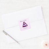 パープル ウェディングケーキの結婚式延期日通知 スクエアシール (封筒)