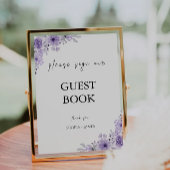 パープル ウェディング ゲストブック サイン テンプレート