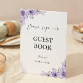 パープル ウェディング ゲストブック サイン テンプレート