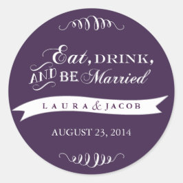 パープル ウェディング ステッカー | 食べ、飲んで、結婚しよう